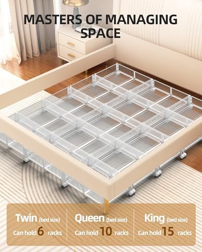 Under Bed Organizer, Storage Bins Under Bed, 60L Underbed Storage Bins for Bedroom Clothes Shoes Blankets (White, 4 Pack) - Image 3