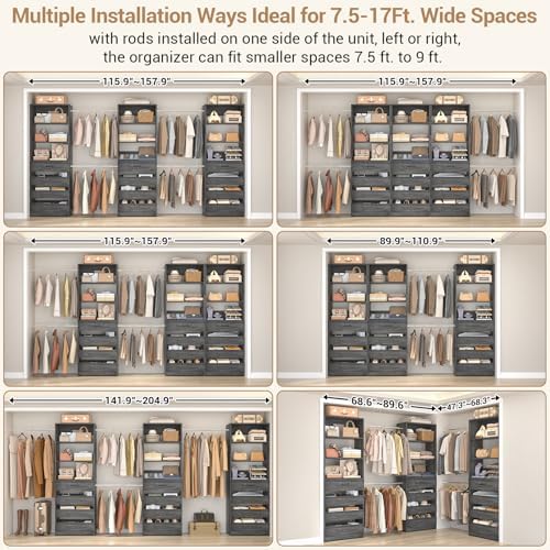 Aheaplus Closet System with 12 Drawers, 8.5-11.5Ft Closet Organizer System - Image 2