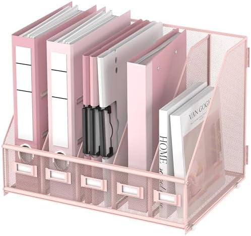 DALTACK 5-Slot Magazine File Holder, Metal Binder Holder, Pink by DALTACK