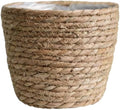 Healeved Hand Woven Planter Basket with Liner Rustic Straw Flower Pot for Indoor Outdoor Plants Balcony Living Room Decor 7.8X9.75X7.8 Inches by Healeved