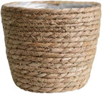 Healeved Hand Woven Planter Basket with Liner Rustic Straw Flower Pot for Indoor Outdoor Plants Balcony Living Room Decor 7.8X9.75X7.8 Inches by Healeved