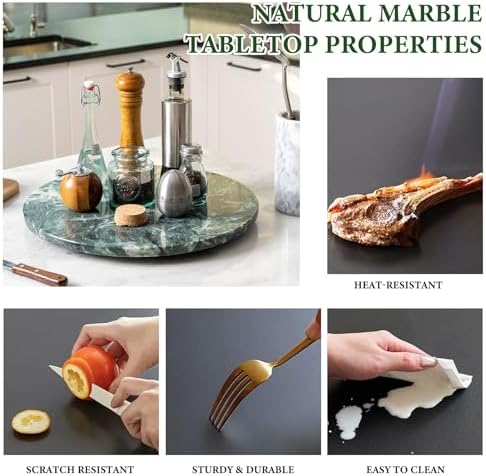 Koville 16'' Green Marble Lazy Susan Marble Turntable for Kitchen Dinning, Lazy Susans Organizer for Cabinet, Serving Rotation Spinning Tabletop Organizer Swiveling, Spice Rack Storage(Indian Green) - Image 5