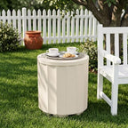 Umbrella Side Table with Hole, Weighted Umbrella Base, Beige - Image 4
