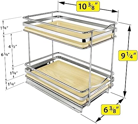 LYNK PROFESSIONAL® Élite™ Pull Out Spice Organization for Cabinets - 6-3/8 inch Wide – Spice Rack for Inside Cabinets – Wood/Chrome - Sliding Spice Rack Organizer for cabinet – Spice Rack - 2 Tier - Image 5