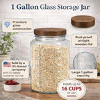 kitchentoolz Extra Large Mason Jar - 1 Gallon Glass Wide Mouth Jar with Airtight Wooden Lid, Food Storage Container with Measurement Markings For Kitchen Pantry, Pickling, Cookies, Flour & Sugar - Image 7