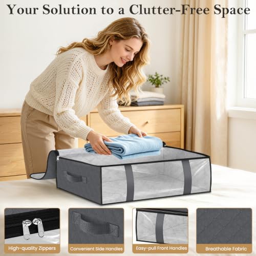 StorageRight Under Bed Storage Bags, 6 Pack, 40L, Gray - Image 3