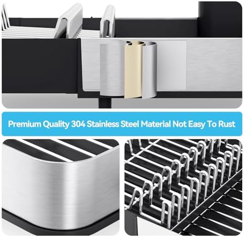 Urackify Stainless Steel Dish Drying Rack for Kitchen Counter,Black - Image 3