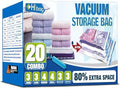 Vacuum Storage Bags, Space Saver Vacuum Seal Storage Bags 20-Pack Sealer Bags for Clothes, Clothing, Bedding, Comforter, Blanket (20C) by HIBAG