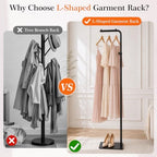 L-shaped Clothes Rack 64-inch Metal Clothing Stand Heavy-Duty Coat Rack - Image 3
