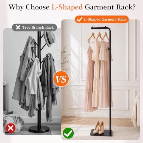L-shaped Clothes Rack 64-inch Metal Clothing Stand Heavy-Duty Coat Rack - Image 3
