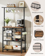 CHOEZON Pots and Pans Organizer Rack, Kitchen Bakers Rack, Multi-Tier Storage Shelf, Kitchen Island Table, Cooking Rack with Pots and Pans Storage, Rustic Brown and Black TPR60BF - Image 6