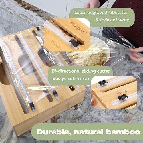 Bamboo 3-in-1 Wrap Dispenser with Cutter - 13" Rolls - 4 Units - Image 5