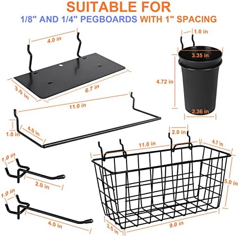 Pegboard Organizer Accessories 18 Pack, Peg Board Hooks Assortment (Black) - Image 2