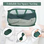 4 Pack Collapsible Laundry Baskets, Foldable Laundry Basket with Pocket, Durable Pop Up Hampers, Reinforced Handles Dirty Clothes Hamper for Laundry, Bedroom, Bathroom, Dorm, Travel or Camping Green - Image 4