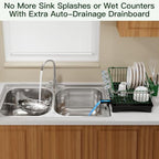 MAJALiS Green Expandable Dish Drying Rack Over Sink with Extra Drainboard - Image 4