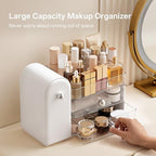 HBlife Makeup Organizer Countertop with Drawers, Vanity Organizers with Brush Holder, Bathroom Counter Organizer for Perfume, Nail Polishes, Lipsticks, Skincare and Eyeshadow Palettes, White Sliver - Image 4