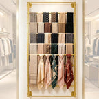 10 Tier Wall Mounted Tie Rack Scarf Display Stand Belt Pants Hangers Scarves Hijab Stand, Towel Rack Ribbon Holder,Wrapping Paper Spool Storage for Retail,Store (Gold, 10 Tier 23.6x47.2in) - Image 2