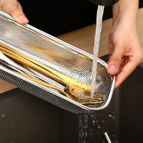 12 Pack Drawer Organizer, Stackable Draining Cutlery Tray - Image 3