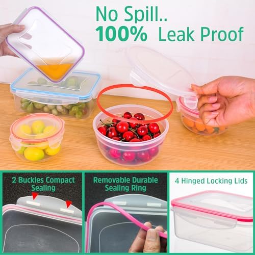 RockBerry 46 PCS Food Storage Containers with Lids Airtight- Plastic Container for Pantry Kitchen Organization-Microwave Dishwasher,Freezer Safe 100% Leak Proof (23 Stackable Boxes-23 Lids) - Image 5
