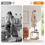 Coat Rack Freestanding, Hat Rack Hall Tree with Bench and Shoe Storage, 3-in-1 Coat Hanger Purse Rack Bag Rack Coat Tree Clothes Tree, Vintage Entryway Corner Coat Rack with Shoe Storage - Image 5