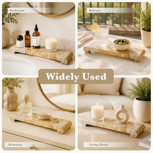 16"x4" Natural Marble Tray Pedestal Stand, Bathroom Counter Vanity Trays - Image 7