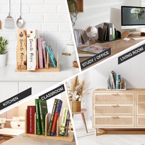Cook Book Organizer, 4 Sections, Recipe Book Holder Rack, Tabletop Stand for Convenient Cookbook Storage, Vertical Cook Book Stand Kitchen, Binder Holder for Desk & Countertop (White) - Image 5