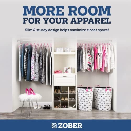 Zober Velvet Hangers 50 Pack - Heavy Duty Pink Hangers for Coats, Pants & Dress Clothes - Non Slip Clothes Hanger Set - Space Saving Felt Hangers for Clothing - Image 5