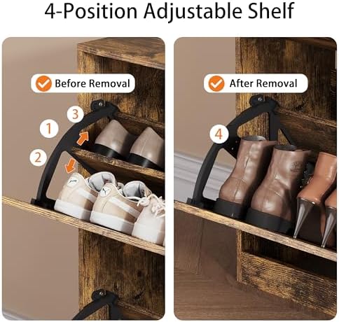 Brown Hidden Shoe Storage Cabinet for Entryway with 4 Flip Drawers - Image 4