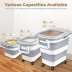 Komzon Rice Storage Container 10-40 lb, 25 lb Pet Dog Food Storage Container, Collapsible Airtight Rice Container,Rice Dispenser Bin with Cup and Scoop for Flour Cereal Pasta Grain, Cat Bird Food - Image 2