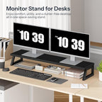 HOOBRO Dual Monitor Stand Riser, 39 Inch Large Computer Monitor Stand for 2 Monitors, Computer Monitor Riser, Desk Shelf Organizer for Office Desk, Accessories, Black BB121CJ01 - Image 3