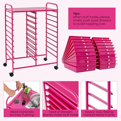 COSTWAY 20-Drawer Rolling Storage Cart, Utility Storage Organizer Cart - Image 6