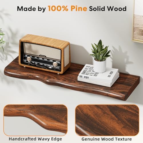 Organic Wavy Edge Floating Shelves,Hidden Brackets,2 Pack 24 in - Image 4