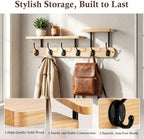 Coat Rack Wall Mount 23" Coat Rack Wall Mount with Shelf for Entryway, Rustic (Natural Color) - Image 2