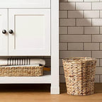 Bathroom Wastebasket - Hand-Woven Water Hyacinth Wicker Decorative Trash Can, Seagrass Garbage Bin… - Image 3