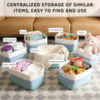 4 Pack Storage Baskets for Organizing, 11''Lx9''Wx8''H Woven Baskets for Storage Toys, Towels, Books, and Clothes, Cotton Rope Basket for Shelves with Handle - Image 6