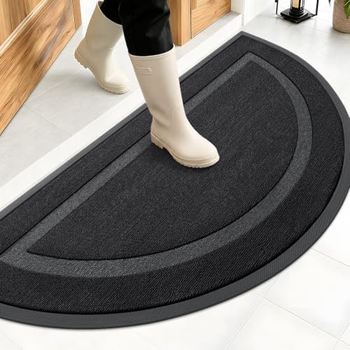 OLANLY Half Circle Front Door Mat Outside 47x23 All-Season Rubber Doormat by OLANLY