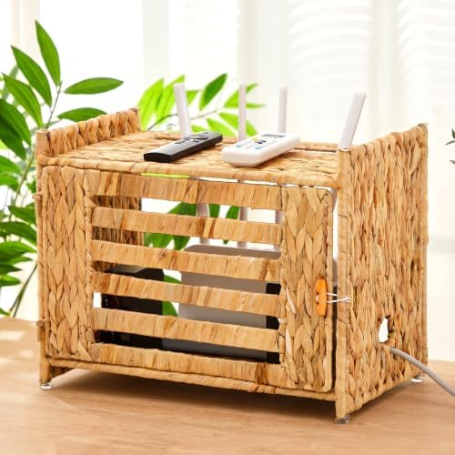 Novabright Rattan Router Box Hider, Wi-Fi Shelf, Water Hyacinth, Brown by Unknown