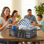 Gennua Kitchen Paper Plate Organizer for Cabinet, Counter, Picnics, Parties & More, Extra Large Utensil Caddy Crafted of Thick Iron Mesh With 6 Compartments for Paper Plates & Plastic Silverware - Image 4