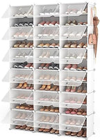 ROJASOP Portable Shoe Rack Organizer with Door, 72 Pairs White Shoe Storage Cabine Covered Shoe Rack Shoe Organizer for Closet Entryway Garage Closed Shoe Rack Organizer Cabinet with Doors by ROJASOP