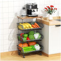 Gsiekare 4 Tier Fruit and Vegetable Basket for Kitchen with Wheels by Gsiekare