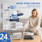 24 Pack Travel Vacuum Bags for Clothing with Rechargeable Wireless air Pump - Image 3