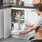 VEVOR Swing Right Blind Corner Cabinet, Pull Out Organizer for 36 inch Width Blind Cabinet, 2 Tier Height Adjustable Swing Tray, Soft Close Kitchen Cloud Blind Organizer, Right Open - Image 2