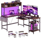 DUMOS 67" L Shaped Gaming Desk，Corner Computer Desk with Storage Shelf by DumosLifestyle