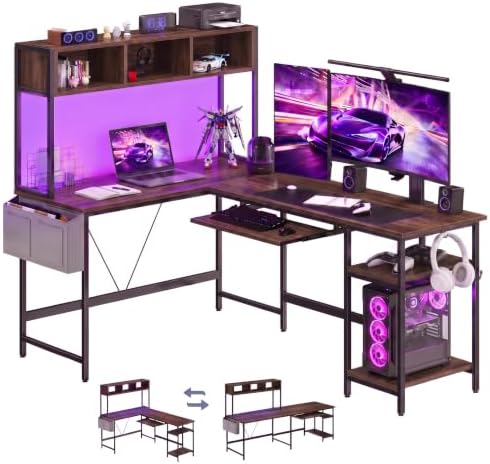 DUMOS 67" L Shaped Gaming Desk，Corner Computer Desk with Storage Shelf by DumosLifestyle