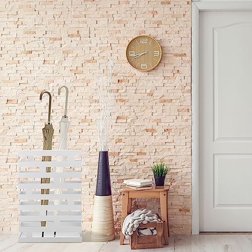 Umbrella Stands for Entryway Large Metal Umbrella Holder with Removable Water Tray and Hooks Decor Freestanding Rectangular Umbrella Hollow Rack for Home Office (White, 3.94 x 11.81 x 16.93 Inch) - Image 5