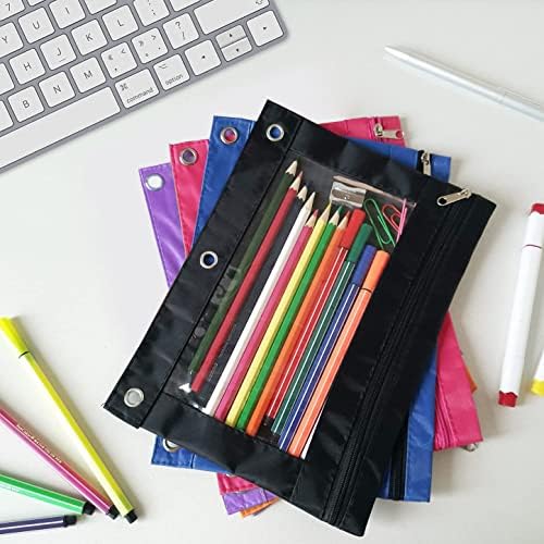 YoeeJob Pencil Pouch for 3 Ring Binder，Zipper Pencil Pouches Bulk，Pencil Case Pouch with Clear Window for Class, School, Office, 4 Colors-24 Packs - Image 2