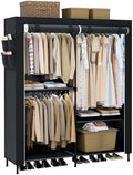 CASAMAYA Clothes Rack, Portable Closet, 54.7 Inch Large Capacity Wardrobe Closet with Cover, Clothes Storage Organizer with Shelves and 3 Hanging Rods, Easy to Assembly, Black PCT122B01 by Unknown