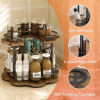 2 Tier Lazy Susan Organizer,2-Tier Spinning Spice Rack with Stable Carousel Base & 4 Height Settings for Cupboard Kitchen Countertop Dining Table Cupboard (Petal Shape) - Image 5