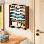 6-Tier Wall File Organizer with Bottom Tray, Ironwood Mail Organizer Wall Mounted with Metal Mesh, Document Organizer for Paper, Folder, Magazine, Office Desk Accessories for Home Cubicle Countertop - Image 7