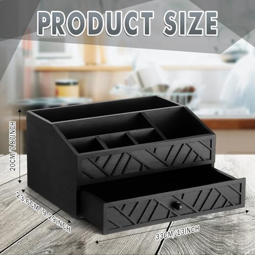 Marsui Wood Paper Plate Dispenser for Countertop, Black - Image 2